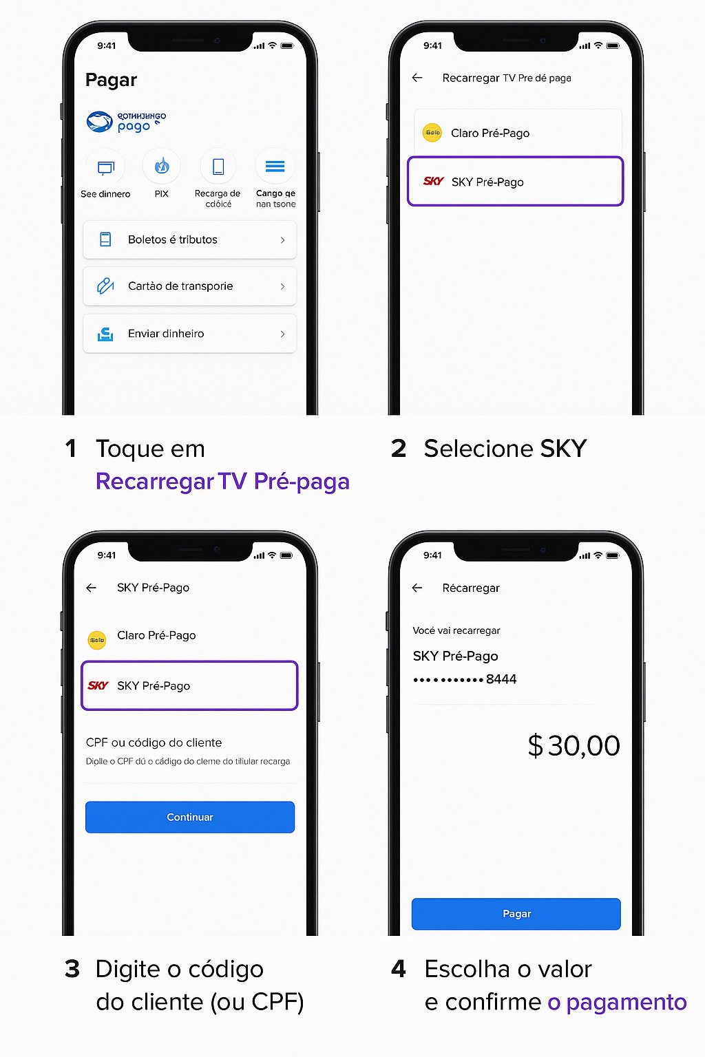 Como recarregar sua Sky Pré-Paga pelo aplicativo Mercado Pago 2 recarga sky pré-pago