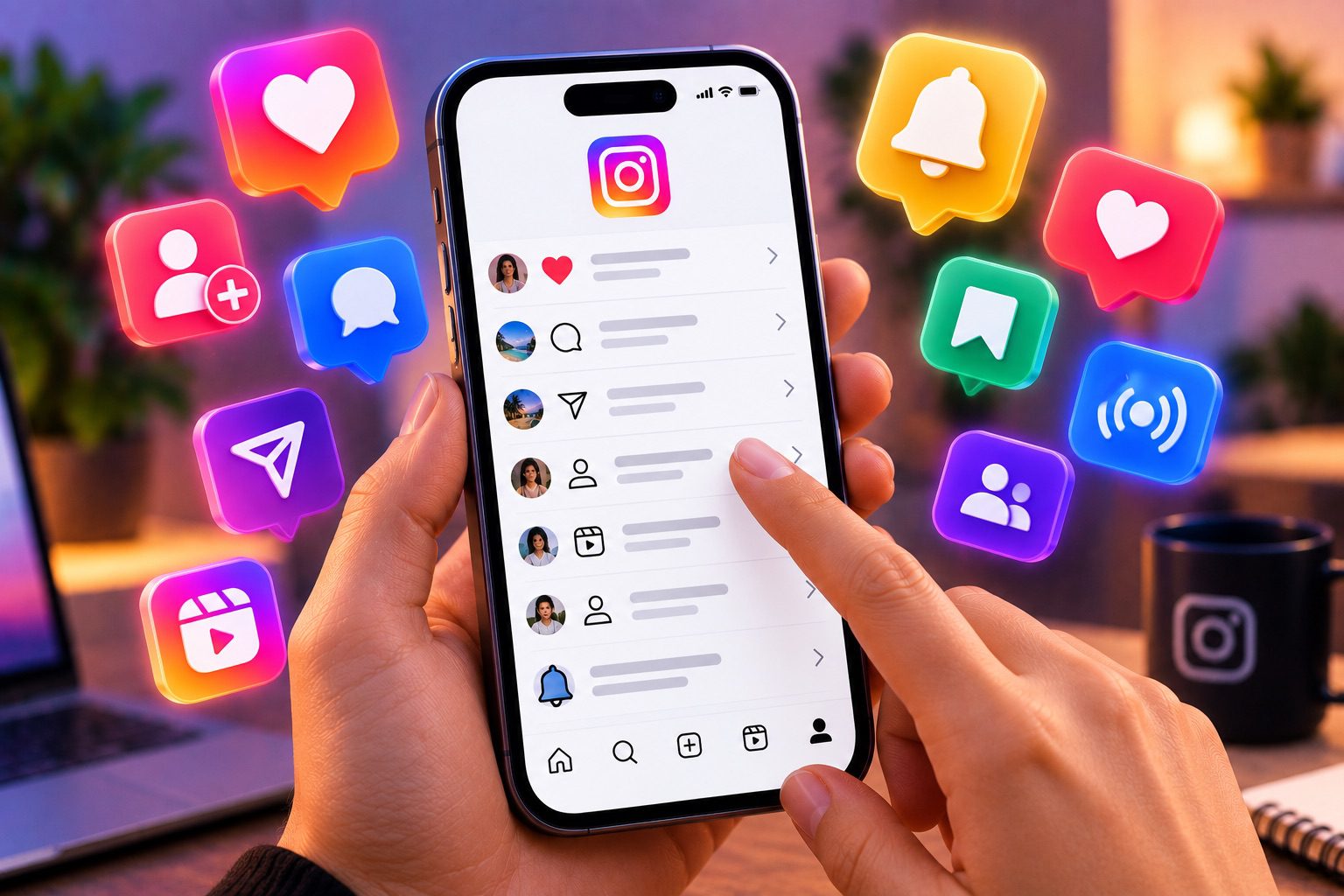 Quais opções de notificações existem dentro do aplicativo do Instagram? 2 notificações Instagram